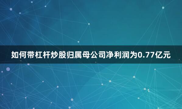 如何带杠杆炒股归属母公司净利润为0.77亿元